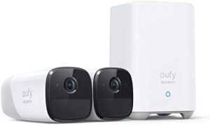 EufyCam 2 Pro 2K Indoor/Outdoor 2-Camera Security System - White (Renewed)