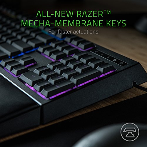 Razer Ornata Chroma Gaming Keyboard: Hybrid Mechanical Key Switches - Customizable Chroma RGB Lighting - Individually Backlit Keys - Detachable Plush Wrist Rest - Programmable Macro Functionality