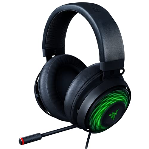 Razer Kraken Ultimate RGB USB Gaming Headset: THX 7.1 Spatial Surround Sound - Chroma RGB Lighting - Retractable Active Noise Cancelling Mic - Aluminum & Steel Frame - for PC & Mac - Classic Black