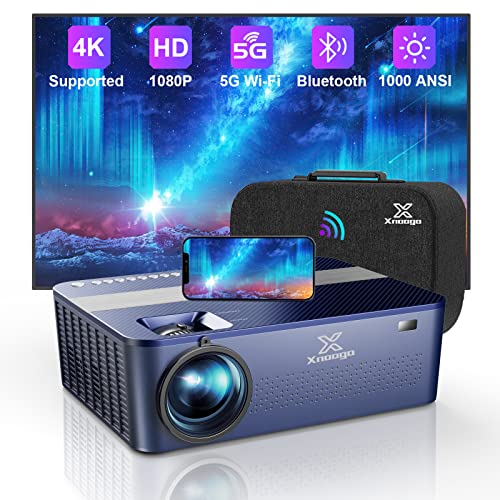 HD 1080P Projector 4k with WiFi and Bluetooth,XNoogo 1000 ANSI Outdoor Projector, 450" Display 4k Movie Projector Support 50%Zoom,Keystone,Bluetooth Projectors Compatible w/TV Stick/Phone/PC/Laptop