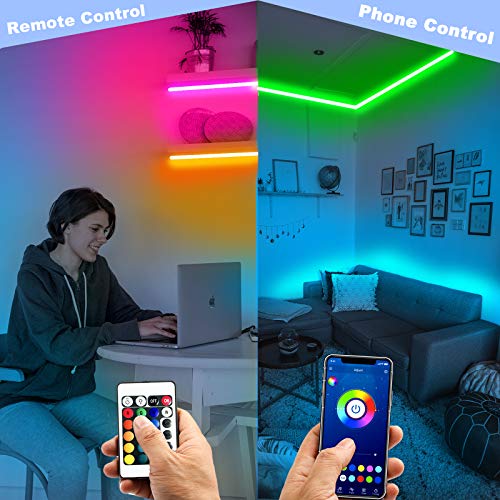 DAYBETTER Smart Led Lights 30ft, 5050 RGB Led Strip Lights Kits with 24 Keys Remote, App Control Timer Schedule Led Music Strip Lights