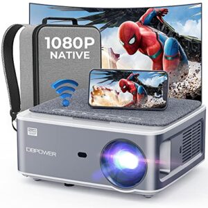 dbpower native 1080p wifi projector, upgrade 12000l 450 ansi full hd outdoor movie projector, support 4k+4p+4d keystone/zoom/ppt, 300″ portable mini video projector compatible w/phone/laptop/dvd/pc/tv