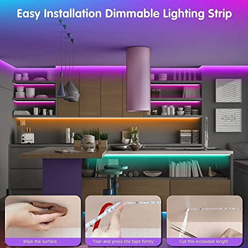 Led Lights for Bedroom, Music Sync LED Rope Lights APP Control with Remote, RGB Led Strip Lights for Room Kitchen Party Home Decoration (65.6ft)