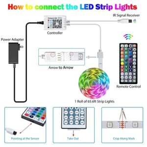 Led Lights for Bedroom, Music Sync LED Rope Lights APP Control with Remote, RGB Led Strip Lights for Room Kitchen Party Home Decoration (65.6ft)