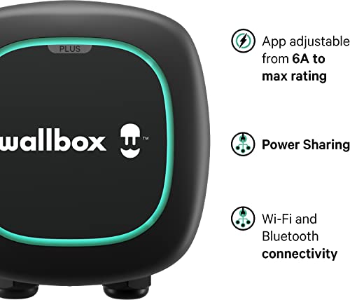 Wallbox Pulsar Plus Level 2 Electric Vehicle Smart Charger - 40 Amp NEMA Ultra Compact, WiFi, Bluetooth, Alexa and Google Home - 25 Foot Cable - UL Certified - Indoor/Outdoor