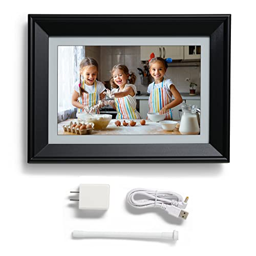 PhotoSpring 10in WiFi Digital Picture Frame, Family Can Send Photos from Anywhere via Email, App, or Web, Easy Touchscreen Setup, 1280x800 Display, Plays Videos, Black