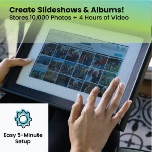 PhotoSpring 10in WiFi Digital Picture Frame, Family Can Send Photos from Anywhere via Email, App, or Web, Easy Touchscreen Setup, 1280x800 Display, Plays Videos, Black