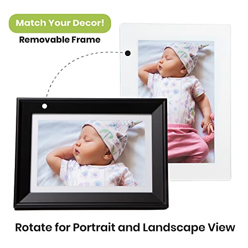 PhotoSpring 10in WiFi Digital Picture Frame, Family Can Send Photos from Anywhere via Email, App, or Web, Easy Touchscreen Setup, 1280x800 Display, Plays Videos, Black