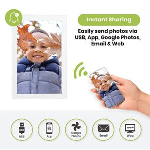 PhotoSpring 10in WiFi Digital Picture Frame, Family Can Send Photos from Anywhere via Email, App, or Web, Easy Touchscreen Setup, 1280x800 Display, Plays Videos, Black