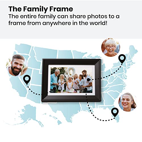 PhotoSpring 10in WiFi Digital Picture Frame, Family Can Send Photos from Anywhere via Email, App, or Web, Easy Touchscreen Setup, 1280x800 Display, Plays Videos, Black