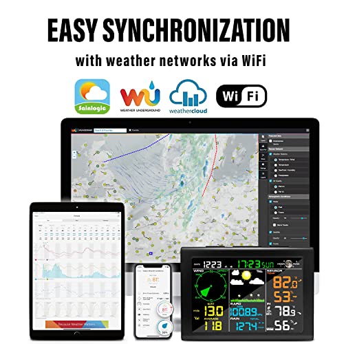 Sainlogic Professional WiFi Weather Station with Outdoor Sensor, Internet Wireless Weather Station with Rain Gauge, Weather Forecast, Wind Gauge, Wunderground