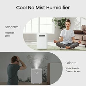 smartmi Evaporative Humidifiers, Cool No Mist Humidifiers for Bedroom, Air Humidifiers for Baby, 4L Top Fill, Self-Cleaning, Quiet, Smart APP Control, Auto Shutoff, Air-drying, Shockproof