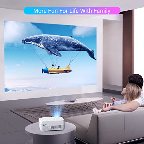 Full HD WiFi Bluetooth Projector Built in DVD Player, 8000LM 1080P Supported, Portable Mini DVD Projector for Outdoor Movies, 250" Home Theater, Compatible with iOS/Android/TV Stick/PS4/HDMI/USB/TF