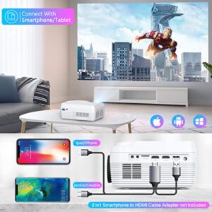 Full HD WiFi Bluetooth Projector Built in DVD Player, 8000LM 1080P Supported, Portable Mini DVD Projector for Outdoor Movies, 250" Home Theater, Compatible with iOS/Android/TV Stick/PS4/HDMI/USB/TF