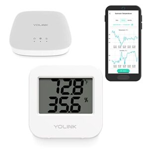 smart wireless temperature sensor/humidity sensor wide range (-22 to 158 degrees) for freezer fridge monitoring pet cage/tank monitoring, smartphone alerts, compatible with alexa ifttt – hub included