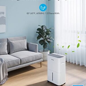 Govee Smart WiFi Dehumidifier for Basement, 50 Pint Dehumidifiers for Home Bedroom, Energy Star Dehumidifier with Drain Hose, Works with Alexa, Intelligent Humidity Control, 24H Timer