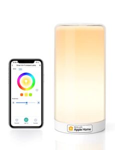 meross smart wifi table lamp, bedside lamp, compatible with apple homekit, siri, amazon alexa and smartthings, tunable white and multi-color, touch control, voice and app control