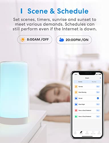 meross Smart WiFi Table Lamp, Bedside Lamp, Compatible with Apple HomeKit, Siri, Amazon Alexa and SmartThings, Tunable White and Multi-Color, Touch Control, Voice and App Control