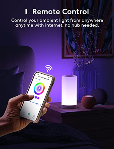 meross Smart WiFi Table Lamp, Bedside Lamp, Compatible with Apple HomeKit, Siri, Amazon Alexa and SmartThings, Tunable White and Multi-Color, Touch Control, Voice and App Control