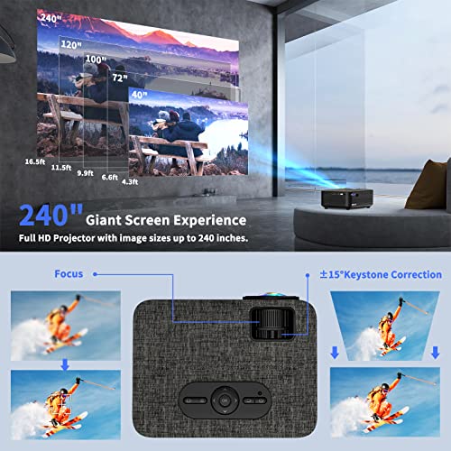 WiFi Projector, VILINICE 7500L Mini Bluetooth Movie Projector ,Portable Phone Projector with Wireless Mirroring,1080P and 240" Supported, Compatible with Fire Stick,HDMI,VGA,USB,TV,Box,Laptop,DVD