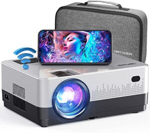 dbpower wifi projector, 9000l full hd 1080p video projector with carry case, support ios/android sync screen, zoom&sleep timer, 4.3” lcd home movie projector compatible w/smart phone/laptop