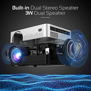 DBPOWER WiFi Projector, 9000L Full HD 1080p Video Projector with Carry Case, Support iOS/Android Sync Screen, Zoom&Sleep Timer, 4.3” LCD Home Movie Projector Compatible w/Smart Phone/Laptop