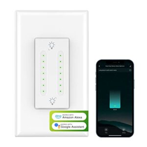 ghome smart dual dimmer switch compatible with alexa google home, 2.4ghz wi-fi switch for dimmable led cfl inc light bulbs, space saving, neutral wire required,1 pack