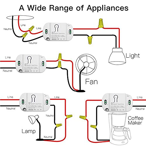 16A Basic Wireless Smart Switch，Wi-Fi Light Switch Compatible with Alexa & Google Home & SmartThings,FCC Certified,No Hub Required Support DIY Module (2-Pack)