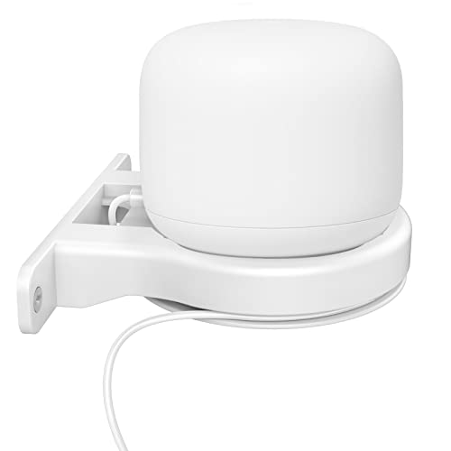 Delidigi Google WiFi Wall Mount ABS Bracket Holder Shelf for Google Nest WiFi Router and System[Built-in Cable Management](White)