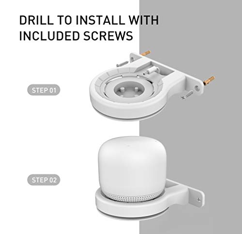 Delidigi Google WiFi Wall Mount ABS Bracket Holder Shelf for Google Nest WiFi Router and System[Built-in Cable Management](White)