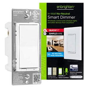 enbrighten 52252 z-wave plus smart light dimmer with quickfit and simplewire, compatible with alexa, google assistant, zwave hub required, repeater/range extender, 3-way, white & light almond