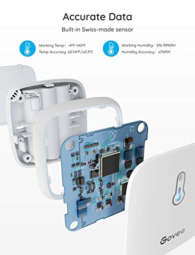 Govee Bluetooth Hygrometer Thermometer, Temperature Gauge Humidity Meter, App Alerts, Free Data Export Storage, Up to 500 Days Battery Life, 230ft Connecting Range for Humidor, Greenhouse