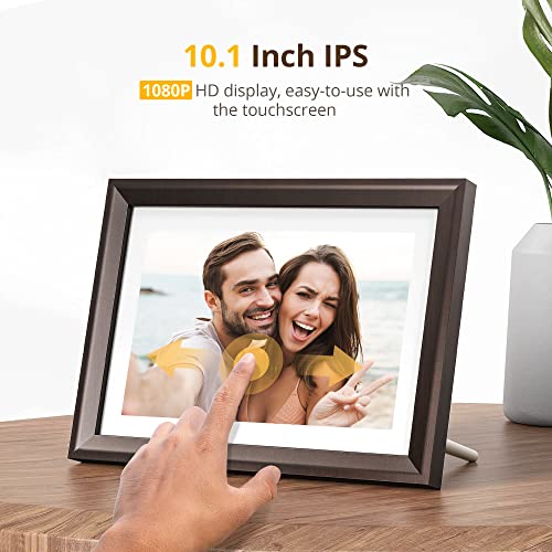 Dragon Touch Digital Picture Frame WiFi 10 inch IPS Touch Screen HD Display, 16GB Storage, Auto-Rotate, Share Photos via App, Email, Cloud - Classic 10