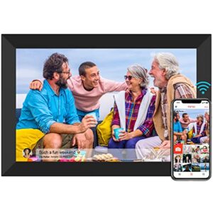 frameo digital photo frame 10.1 inch wifi smart frame hd ips touch screen, 16gb storage, auto-rotate, wall-mountable, easy setup to share photos & videos via free app from anywhere