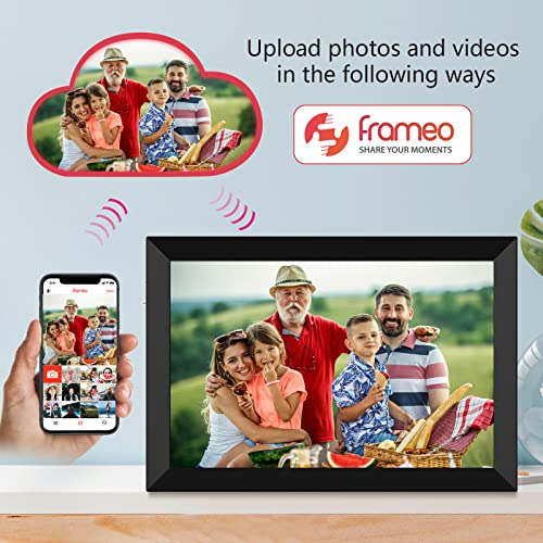 FRAMEO Digital Photo Frame 10.1 inch WiFi Smart Frame HD IPS Touch Screen, 16GB Storage, Auto-Rotate, Wall-Mountable, Easy Setup to Share Photos & Videos via Free App from Anywhere