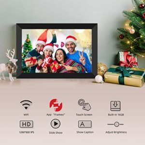 FRAMEO Digital Photo Frame 10.1 inch WiFi Smart Frame HD IPS Touch Screen, 16GB Storage, Auto-Rotate, Wall-Mountable, Easy Setup to Share Photos & Videos via Free App from Anywhere