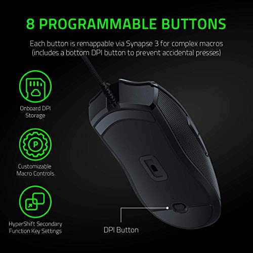 Razer Viper Ultralight Ambidextrous Wired Gaming Mouse: Fastest Mouse Switch in Gaming - 16,000 DPI Optical Sensor - Chroma RGB Lighting - 8 Programmable Buttons - Drag-Free Cord