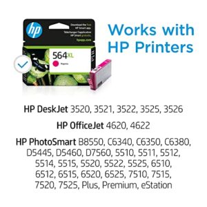 Original HP 564XL Magenta High-yield Ink | Works with DeskJet 3500; OfficeJet 4620; PhotoSmart B8550, C6300, D5400, D7560, 5510, 5520, 6510, 6520, 7510, 7520, Plus, Premium, eStation Series | CB324WN