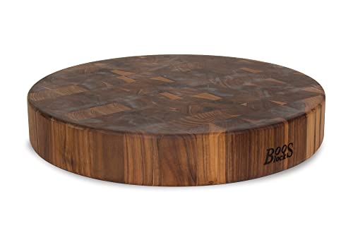 John Boos Block WAL-CCB183-R Classic Collection Walnut Wood End Grain Round Chopping Block, 18 Inches Round x 3 Inches