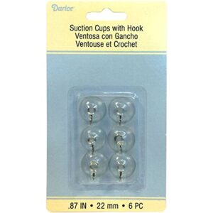 darice suction cup with hooks, 22mm, clear party supplies, 22-mm, 6 pieces