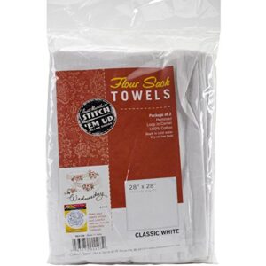 Aunt Martha's White Flour Sack Dish Towels, Size 28-Inch by 28-Inch, 2 Per Pack