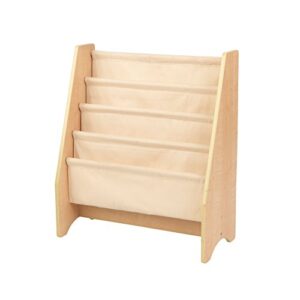 kidkraft wood and canvas sling bookshelf furniture for kids – natural, gift for ages 3+