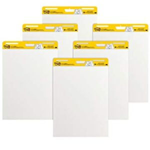 Post-it Super Sticky Easel Pad, 25 x 30 Inches, 30 Sheets/Pad, 6 Pads, Large White Premium Self Stick Flip Chart Paper, Super Sticking Power (559VAD6PK)