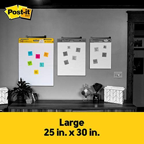 Post-it Super Sticky Easel Pad, 25 x 30 Inches, 30 Sheets/Pad, 6 Pads, Large White Premium Self Stick Flip Chart Paper, Super Sticking Power (559VAD6PK)