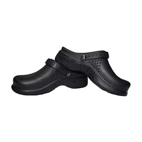 Natural Uniforms Ultralite Women's Clogs with Strap (Size 8, Black)