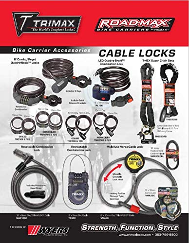 Trimax TQ2548 Trimaflex Long Integrated Keyed Cable Lock, 48-Inch X 25mm , Gray
