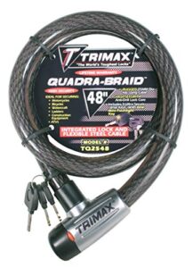 trimax tq2548 trimaflex long integrated keyed cable lock, 48-inch x 25mm , gray