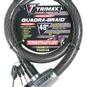 Trimax TQ2548 Trimaflex Long Integrated Keyed Cable Lock, 48-Inch X 25mm , Gray