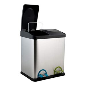 Organize It All Dual Compartment Step-On 8-Gallon (30 liter) Recycling Trash Can, Stainless Steel