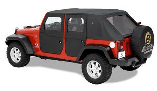 Bestop 5179935 Black Diamond 2-Piece Fabric Doors for 2007-2017 Wrangler - Rear